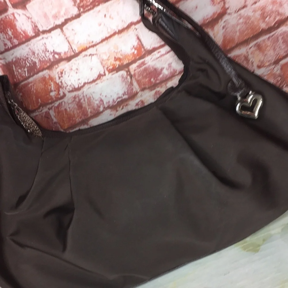 Brighton Large Chocolate  Black  Nylon & Patent Leather Hobo Handbag Pur…